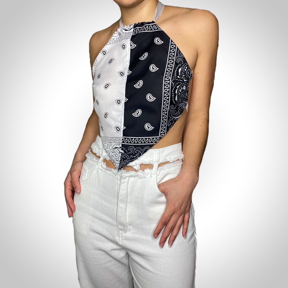 Half/Half Black/White Bandana Top